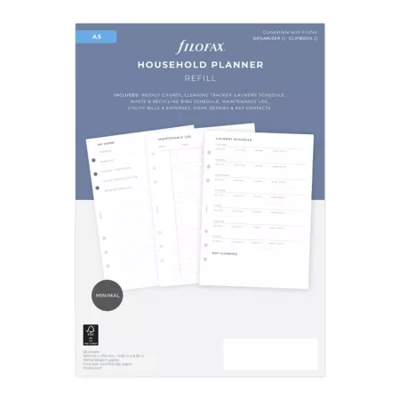 Filofax, náplň A5, plánování domácnosti