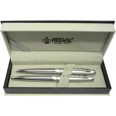 Kuličkové pero + inkoustové pero Regal Themis - stříbrná