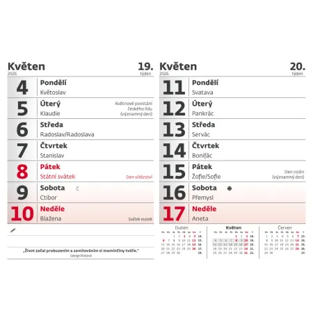 14denní kalendář s citáty (S39-26)