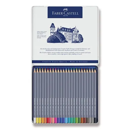 Akvarelové pastelky Faber-Castell Goldfaber Aqua plechová krabička, 24 barev