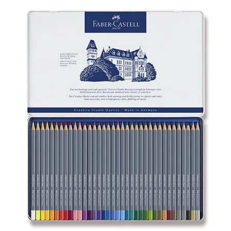 Akvarelové pastelky Faber-Castell Goldfaber Aqua plechová krabička, 36 barev