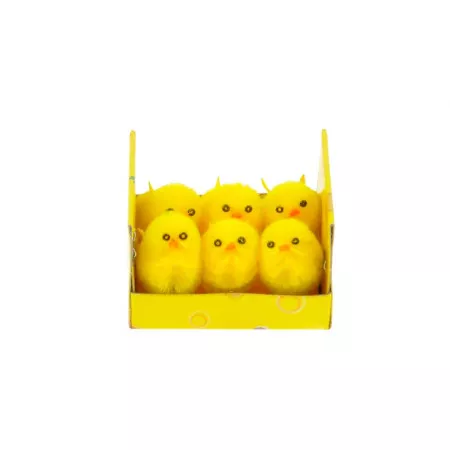 ANDĚL Velikonoční kuřátka v setu 6ks, 3cm, plastová krabička