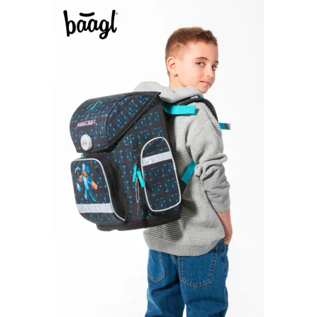 BAAGL 3 SET Ergo Minecraft Blue Axe: aktovka, penál, sáček