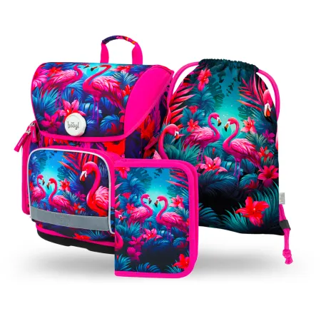 BAAGL 3 SET Ergo Plameňáci: aktovka, penál, sáček