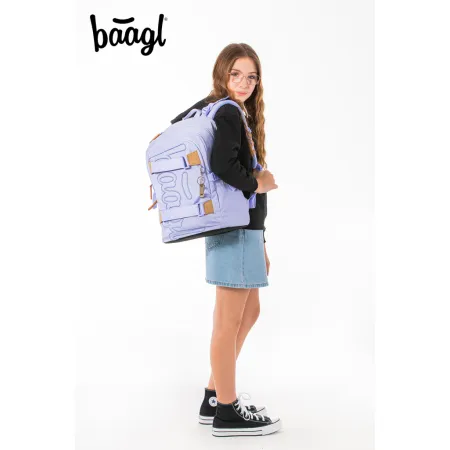 BAAGL 3 SET Skate Lilac: batoh, penál, sáček