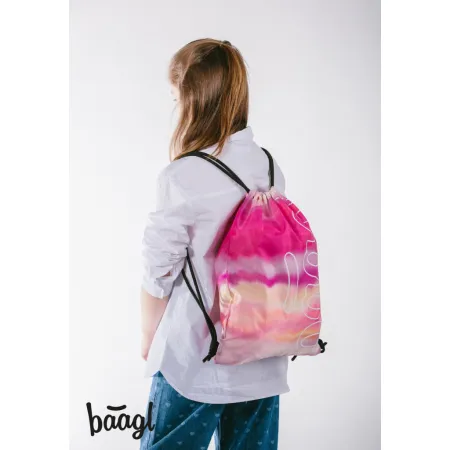 BAAGL 3 SET Skate Pink Stripes: batoh, penál, sáček