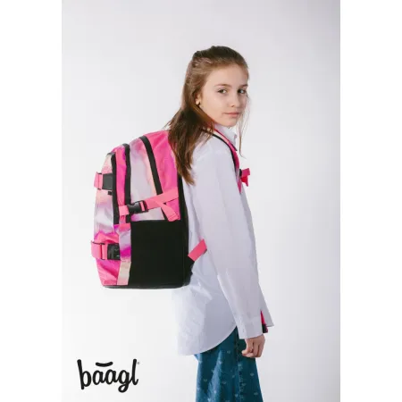 BAAGL 3 SET Skate Pink Stripes: batoh, penál, sáček