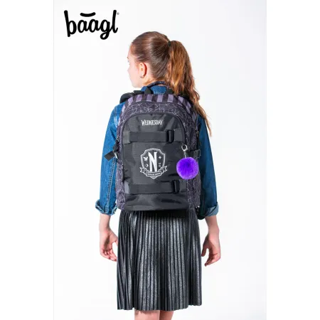 BAAGL 3 SET Skate Wednesday Nevermore: batoh, penál, sáček