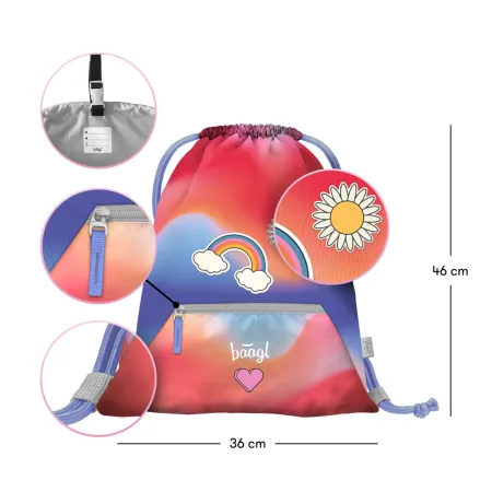 BAAGL 5 SET Airy Duha červený: batoh, penál, sáček, desky, box