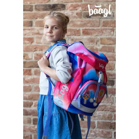 BAAGL 5 SET Airy Duha červený: batoh, penál, sáček, desky, box