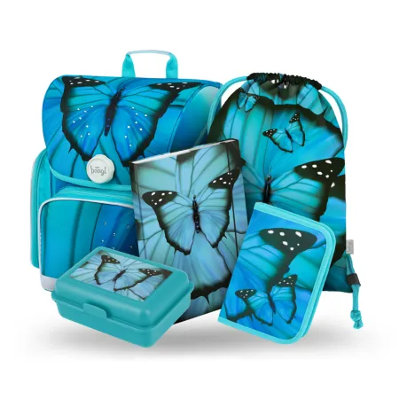 BAAGL 5 SET Ergo Butterfly: aktovka, penál, sáček, desky, box