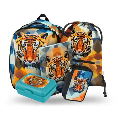 BAAGL 5 SET Shelly Tiger: aktovka, penál, sáček, desky, box