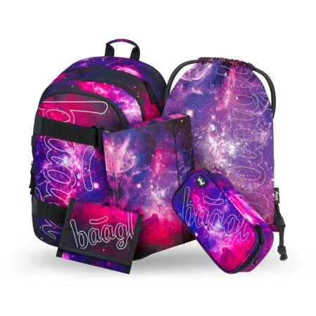 BAAGL 5 SET Skate Galaxy: batoh, penál, sáček, desky, peněženka