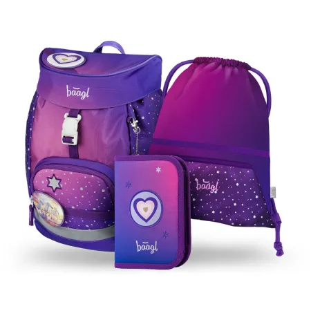 BAAGL SET 3 AIRY Koně srdce: batoh, penál, sáček