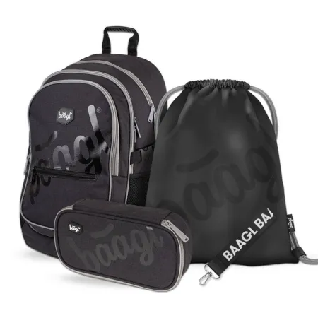 BAAGL SET 3 Black: batoh, penál, sáček