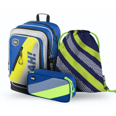 BAAGL SET 3 Cubic Neon: batoh, penál, sáček