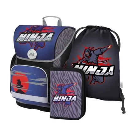 BAAGL SET 3 Ergo Ninja: aktovka, penál, sáček