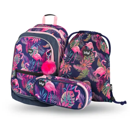 BAAGL SET 3 Flamingo: batoh, penál, sáček