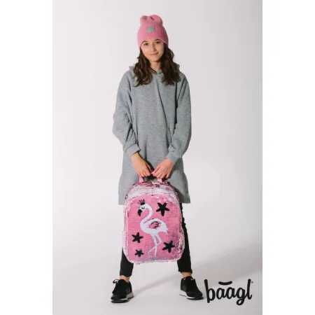 BAAGL SET 3 Fun Plameňák: batoh, penál a silikonové pouzdro