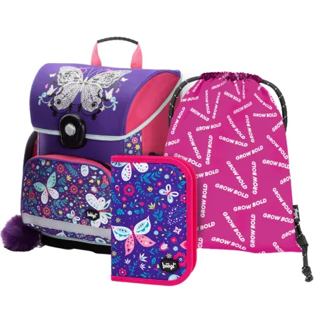 BAAGL SET 3 Motýl: aktovka, penál, sáček