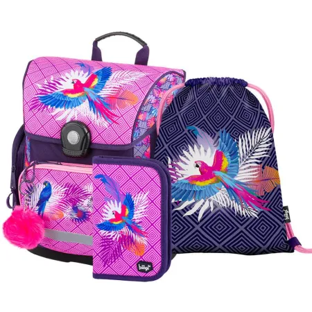 BAAGL SET 3 Papoušek: aktovka, penál, sáček