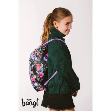 BAAGL SET 3 Skate Flowers: batoh, penál a sáček