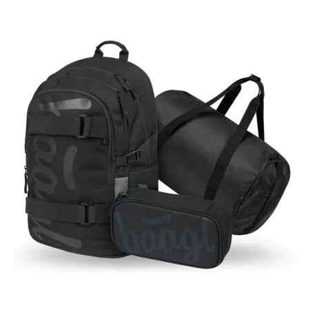 BAAGL SET 3 Skate Uni černá: batoh, penál, sportovní taška  GRS