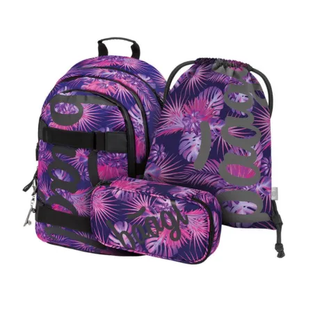 BAAGL SET 3 Skate Violet: batoh, penál a sáček