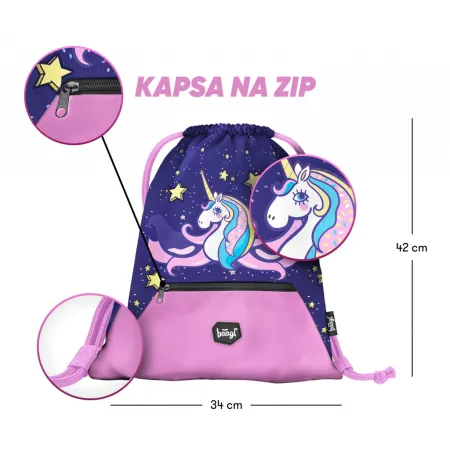 BAAGL SET 3 Unicorn: aktovka, penál, sáček