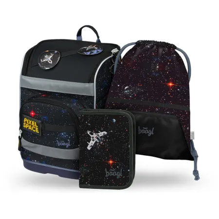BAAGL SET 3 Zippy plus Pixel Space: aktovka, penál, sáček