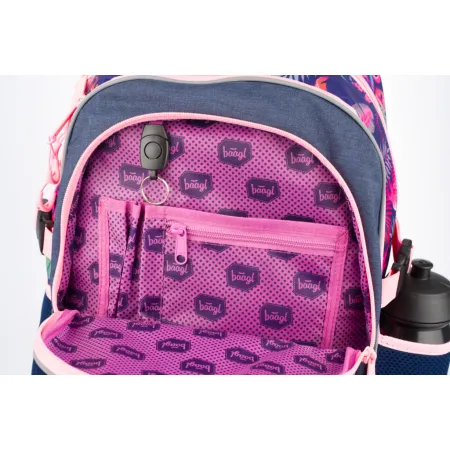 BAAGL SET 4 Flamingo: aktovka, peněženka, penál, sáček