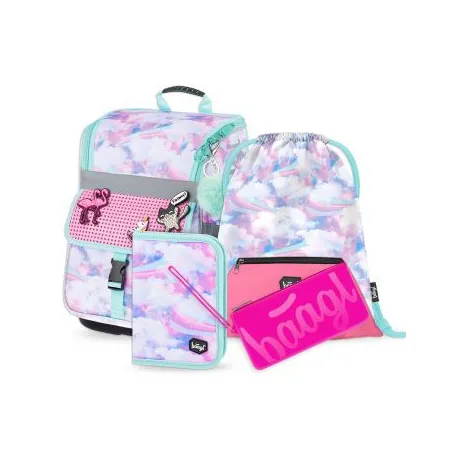 BAAGL SET 4 Zippy Duha: aktovka, penál, sáček, silikonové pouzdro