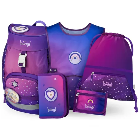 BAAGL SET 5 AIRY Koně srdce: batoh, penál, sáček, zástěra, peněženka