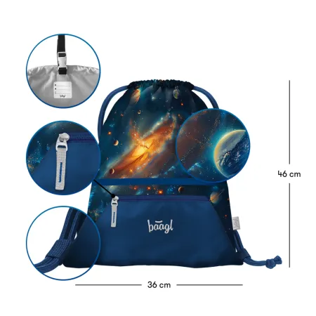 BAAGL SET 5 AIRY Vesmír: batoh, penál, sáček, zástěra, peněženka