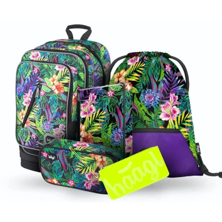 BAAGL SET 5 Cubic Tropical: batoh, penál, sáček, notes, silikonové pouzdro