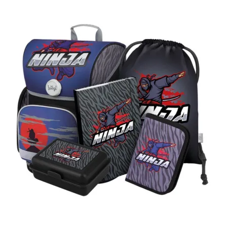 BAAGL SET 5 Ergo Ninja: aktovka, penál, sáček, desky, box