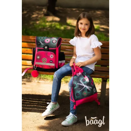 BAAGL SET 5 Květiny: aktovka, penál, sáček, box, desky