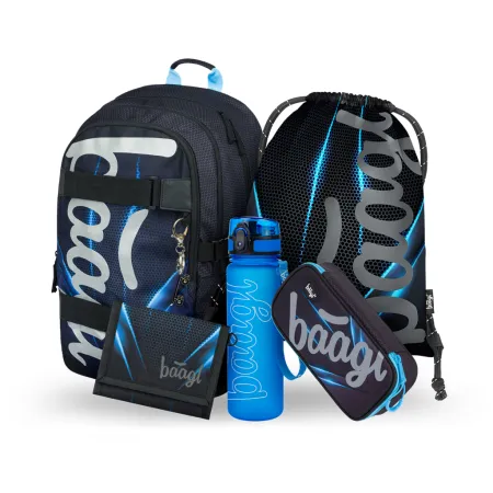 BAAGL SET 5 Skate Bluelight: batoh, penál, sáček, láhev, peněženka