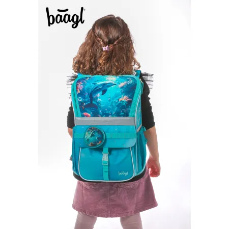 BAAGL SET 5 Zippy Delfín: aktovka, penál, sáček, zástěra, peněženka