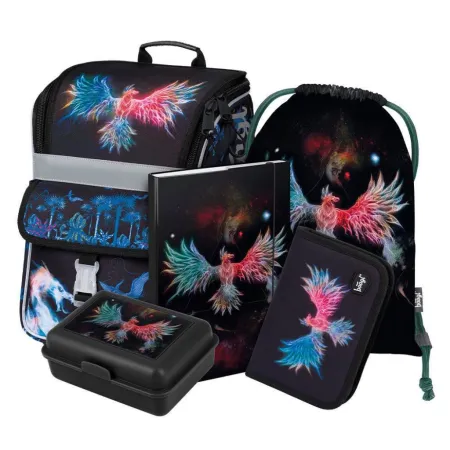 BAAGL SET 5 Zippy Fénix: aktovka, penál, sáček, desky, box