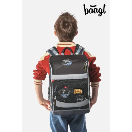 BAAGL SET 5 Zippy Plus Pixel Space: aktovka, penál, sáček, zástěra, peněženka