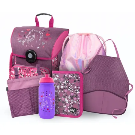 BAAGL SET 6 Koně: aktovka, penál, sáček, kapsář, zástěra, láhev