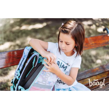 BAAGL SET 6 Zippy Duha: aktovka, dvoupatrový penál, sáček, desky, box, silikon. pouzdro