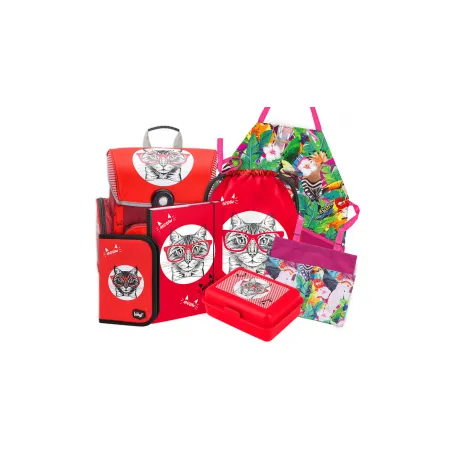 BAAGL SET 7 Kočka: aktovka, penál, sáček, desky, box, zástěra, kapsář