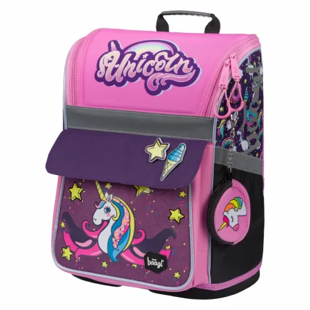 BAAGL SET 7 Zippy Unicorn: aktovka, penál, sáček, desky, box, zástěra, samolepky