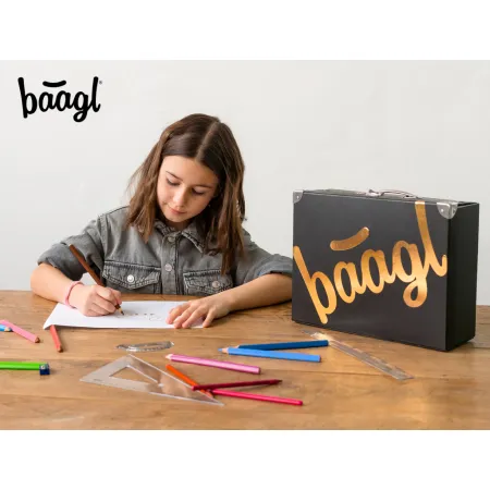 BAAGL Skládací školní kufřík Gold s kováním