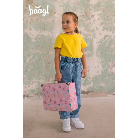 BAAGL Skládací školní kufřík Logo - růžový s kováním