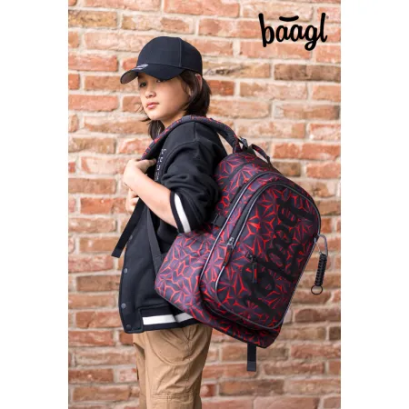 BAAGL Školní batoh Core Red Polygon