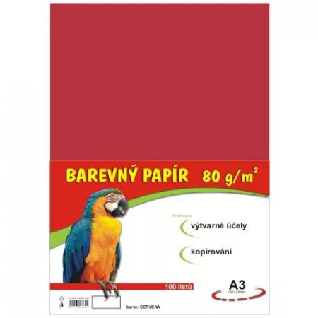 Barevný papír A3 STEPA, 100ks, 80g červený