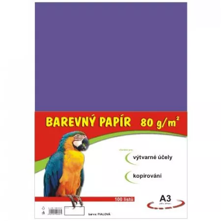Barevný papír A3 STEPA, 100ks, 80g fialový